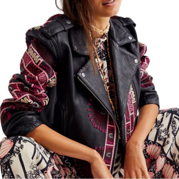 Free People Zandra Rhodes
Stardust Biker Jacket Size Small - Picture 3 of 12